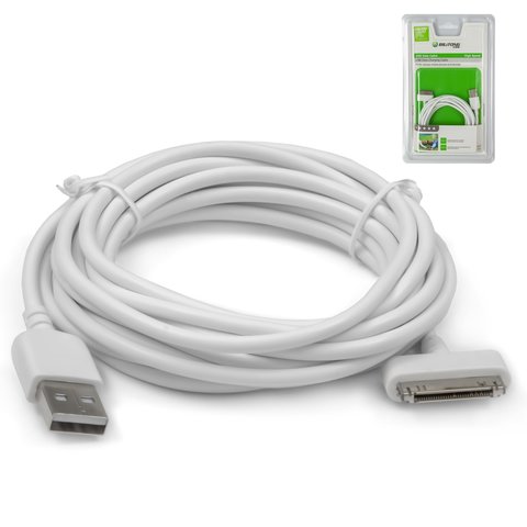 USB кабель Bilitong для Apple, USB тип A, 30 pin для Apple, 300 см, белый