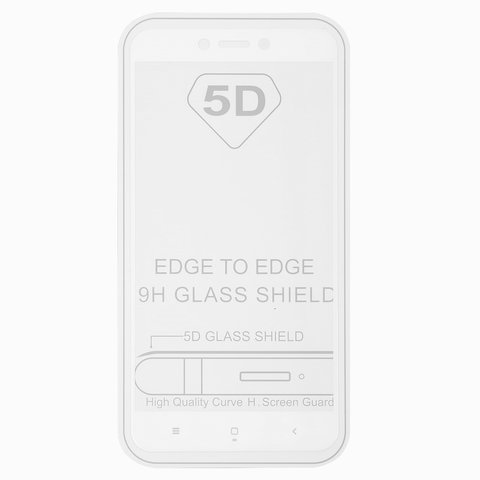 Захисне скло All Spares для Xiaomi Redmi 5A, 0,26 мм 9H, 5D Full Glue, білий, шар клею нанесений по всій поверхні, MCG3B, MCI3B
