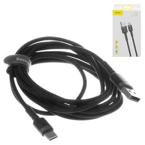 USB кабель Baseus Cafule, USB тип C, USB тип A, 200 см, 3 A, чорний, в нейлоновому обплетенні, #CATKLF CG1