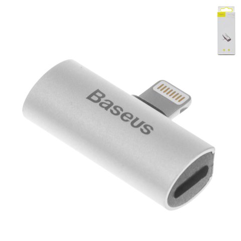 Адаптер Baseus L46, не підтримує функції мікрофона, Lightning to Dual Lightning 2 в1, Lightning, сріблястий, 2 A, #CAL46 S1