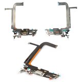 Шлейф для iPhone 13 Pro Max, коннектора зарядки, серый, с микрофоном, с компонентами, High Copy, silver