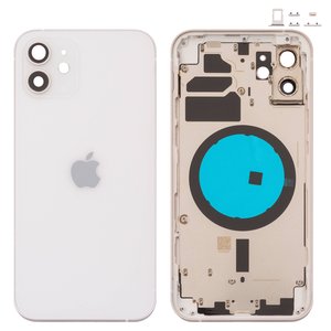 Корпус для iPhone 12, білий, з тримачем SIM карти, з боковими кнопками
