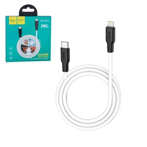 USB кабель Hoco X21 Plus, USB тип C, Lightning, 100 см, 3 A, белый, силиконовый, PD 20W, #6931474742162
