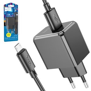 Сетевое зарядное устройство Hoco CS11A, черный, с micro USB кабелем тип В, 1 порт, #6942007603584
