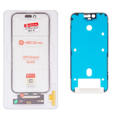 Сенсорный экран G+OCA PRO для iPhone 15 Pro, с рамкой, с ОСА пленкой, черный, без микросхемы