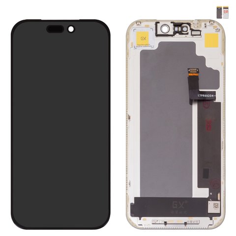 Дисплей для iPhone 17 Pro, черный, с рамкой, High Copy, OLED , GX OEM hard