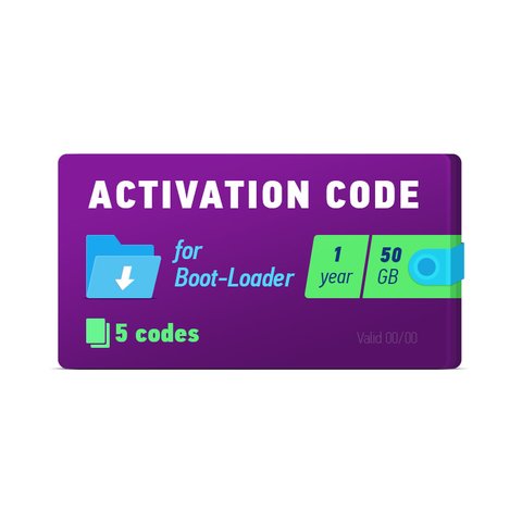Boot Loader 2.0 Código de activación 1 año, 5 códigos x 50 GB 
