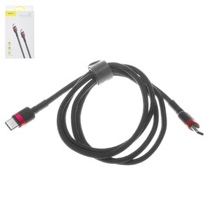 Cable USB Baseus Cafule, 2xUSB tipo C, 100 cm, 60 W, 3 A, rojo, negro, con revestimiento de nylon, #CATKLF G91