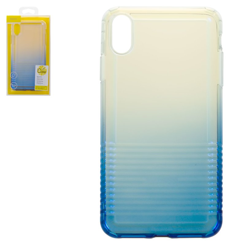 Case Baseus compatible with iPhone XS Max, (dark blue, with relief,  transparent, silicone) #WIAPIPH65-XC03 - All Spares