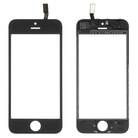 Touchscreen compatible with iPhone 5S, iPhone SE, with OCA film, with frame, black, AAA 