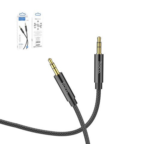 AUX Cable Hoco UPA19, TRS 3.5 mm, 200 cm, black, nylon braided  #6931474759894