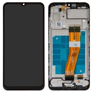 Pantalla LCD puede usarse con Samsung A035F Galaxy A03, negro, con marco, Original PRC 