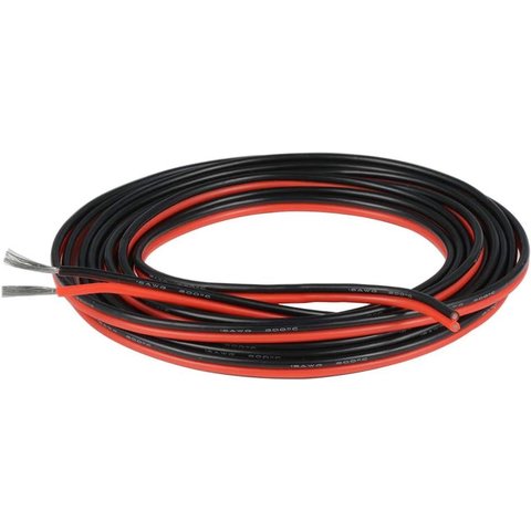 Wire In Silicone Insulation 2x18AWG, 0.75 mm², 1 m, red, black, UL3135 