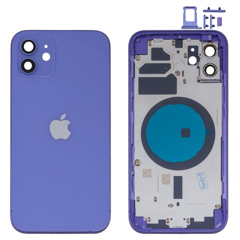 Housing compatible with iPhone 12, purple, with SIM card holders, with side button, purple 