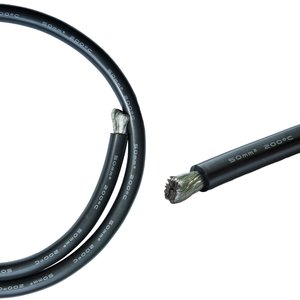 Провод в силиконовой изоляции 0 1AWG, 50 мм², 1 м, черный