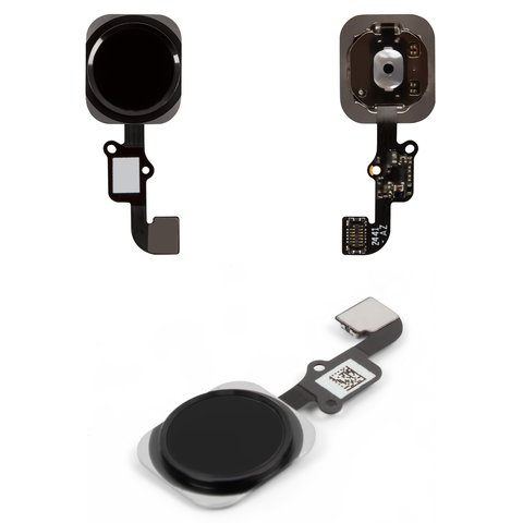 Flat Cable compatible with iPhone 6, iPhone 6 Plus, Home button, black, with plastic 