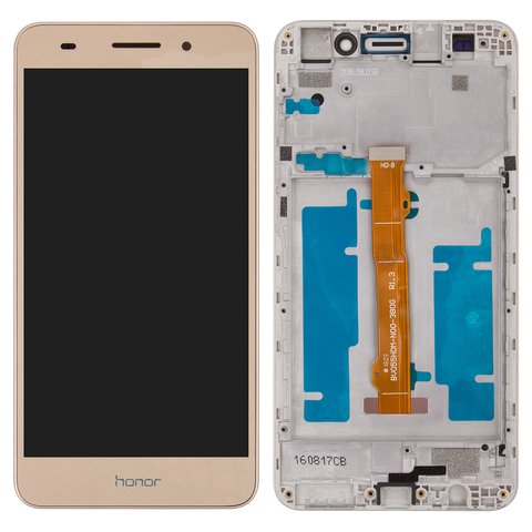 LCD compatible with Huawei Y6 II, golden, with frame, Original PRC , CAM L21 