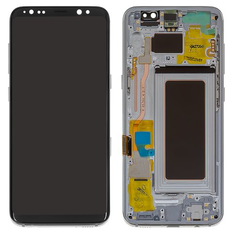 LCD compatible with Samsung G950 Galaxy S8, silver, with frame, Original PRC , arctic Silver, original glass 
