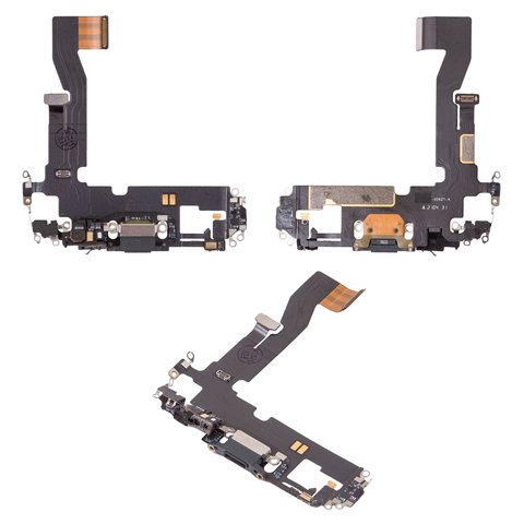 Flat Cable compatible with iPhone 12, iPhone 12 Pro, charge connector, dark blue, with microphone, with components, Original PRC  