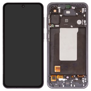 LCD compatible with Samsung A566 Galaxy A56, black, with frame, High Copy, OLED , graphite 