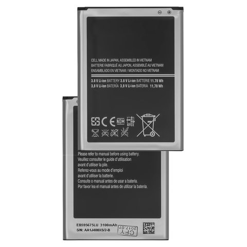 Batería EB595675LU puede usarse con Samsung N7100 Note 2, Li ion, 3.8 V, 3100 mAh, Original PRC 