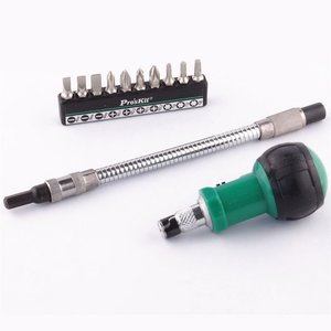 Destornillador con puntas reemplazables y alargador  flexible Pro'sKit 1PK 201