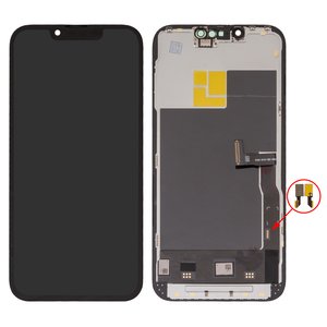 Pantalla LCD puede usarse con iPhone 13 Pro, negro, con marco, HC, sin microchip, OLED soft 