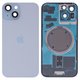 Panel trasero de carcasa puede usarse con iPhone 15, azul claro, con vidrio de cámara, HC