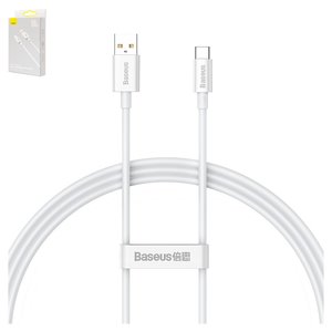 USB кабель Baseus Superior, USB тип C, USB тип A, 100 см, 100 Вт, белый, #CAYS001302