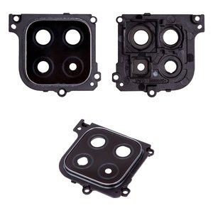 Скло камери для Samsung A226 Galaxy A22 5G, чорне, з рамкою