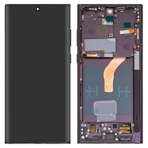Дисплей для Samsung S908B Galaxy S22 Ultra 5G, фиолетовый, с рамкой, High Copy, OLED 