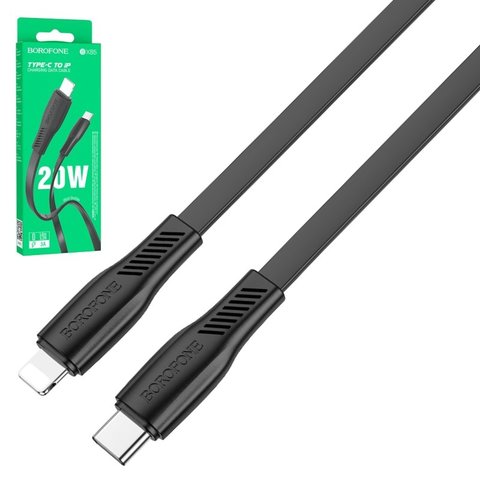 USB кабель Borofone BX85, USB тип C, Lightning, 100 см, 20 Вт, 3 A, черный, PD, #6974443387056