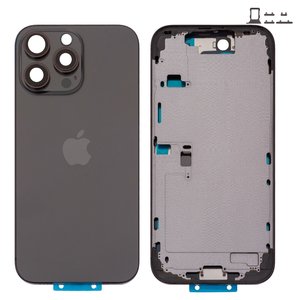 Корпус для iPhone 16 Pro Max, черный, с держателем SIM карты, с боковыми кнопками, Original PRC , EU Version, black titanium